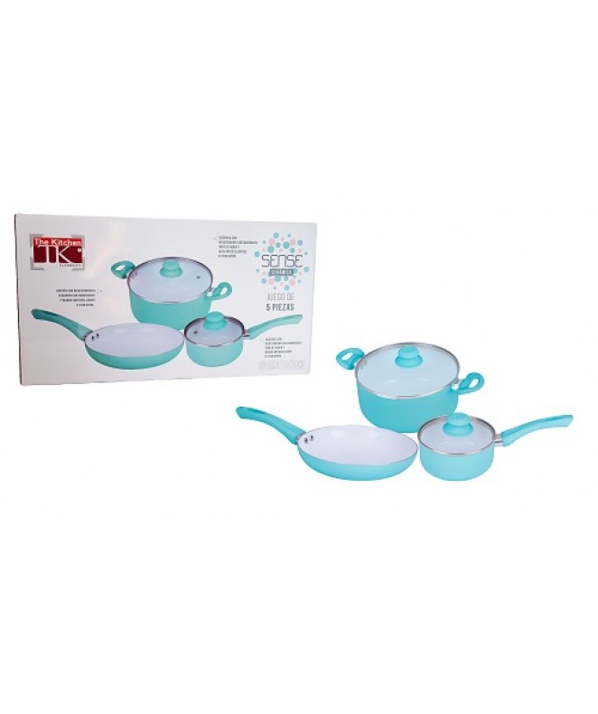 Jgo 5 piezas ceramico-SENSE_AZUL c/antidesl - TEFLON DISCONTINUO