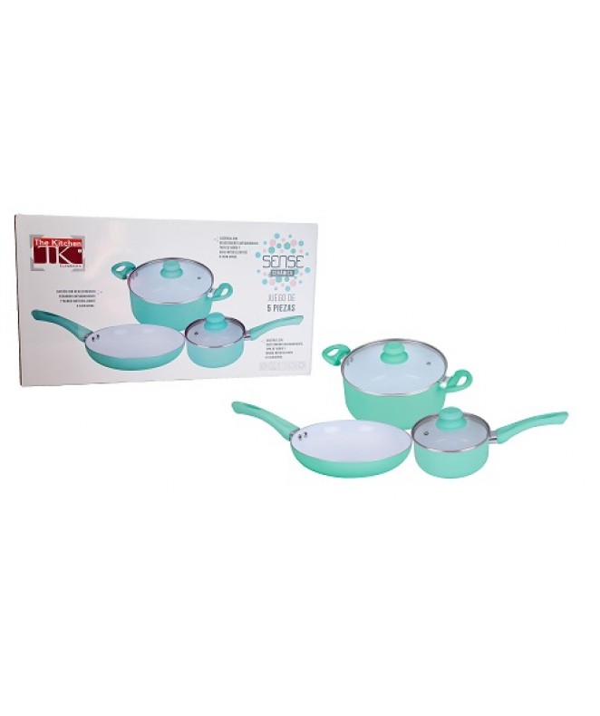 Jgo 5 piezas ceramico-SENSE_VERDE c/antidesl - TEFLON DISCONTINUO
